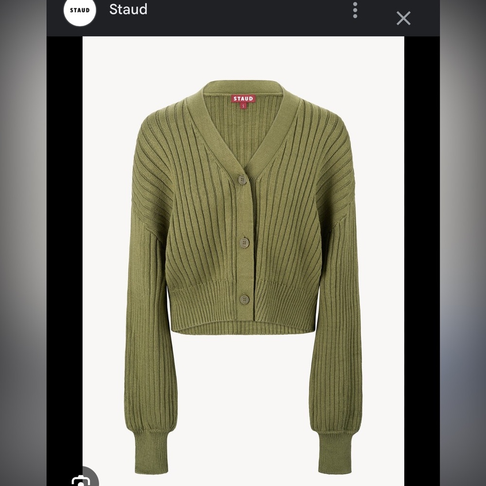 Staud Green Knit Cardigan Sweater NWT